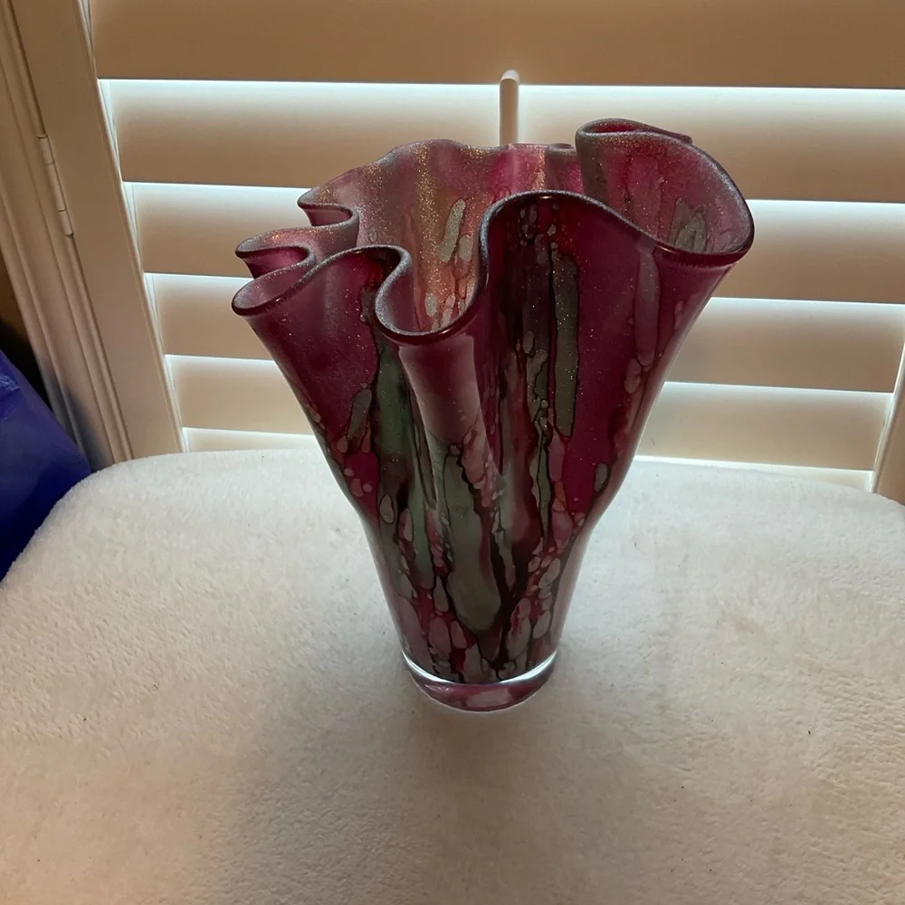 Elegant Purple and Silver Home Accent Vase